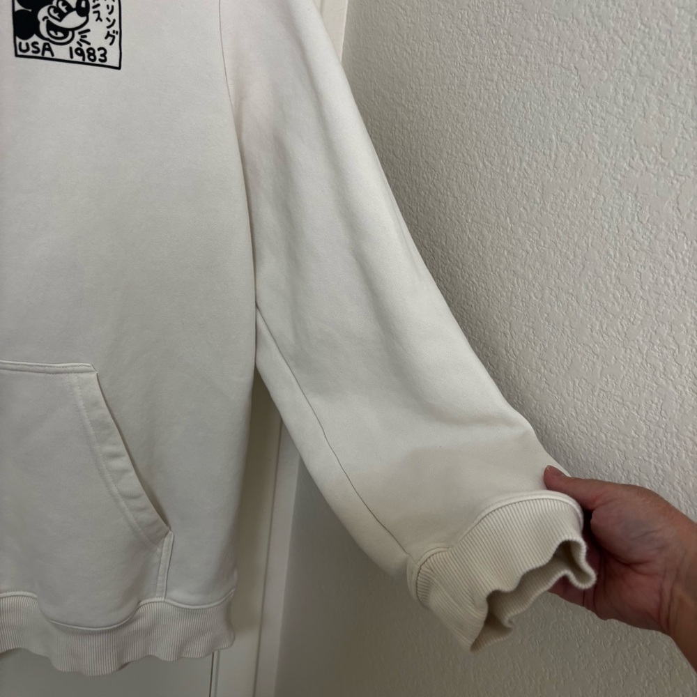 H&M x Mickey Mouse x Keith Haring Men's off white Beige Pullover Hoodie sweater - Picture 4 of 10